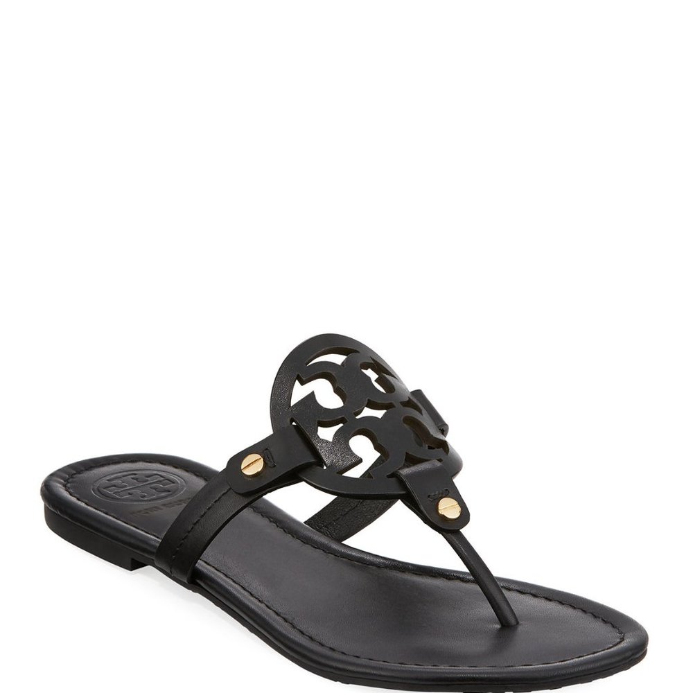 Tory Burch Miller Black Leather Sandals Size 9